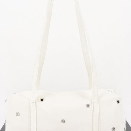 Eyelet-Detail Faux-Leather Shoulder Bag