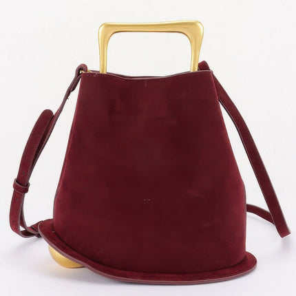 Faux-Suede Bag with Polished Metal Handle