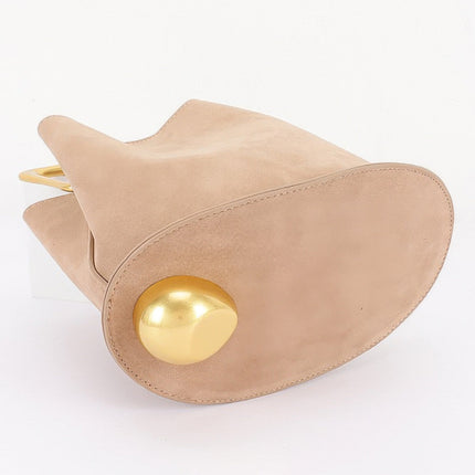 Faux-Suede Bag with Polished Metal Handle