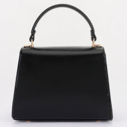 Faux-Leather Flap Bag with Oval Accent