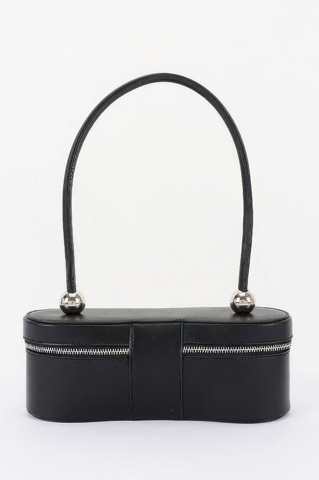 Faux-Leather Long Box Shoulder Bag
