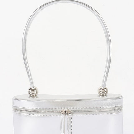 Faux-Leather Long Box Shoulder Bag