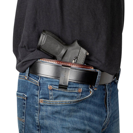 Dual Threat IWB / OWB Universal Belt Slide Holster | Made in USA | Ambidextrous Leather Holster