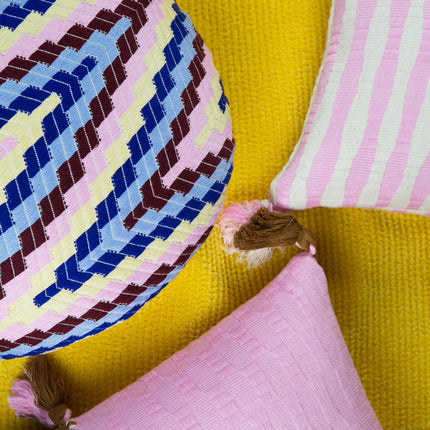 Antigua Pillow - Baby Pink and Umber Colorblocked