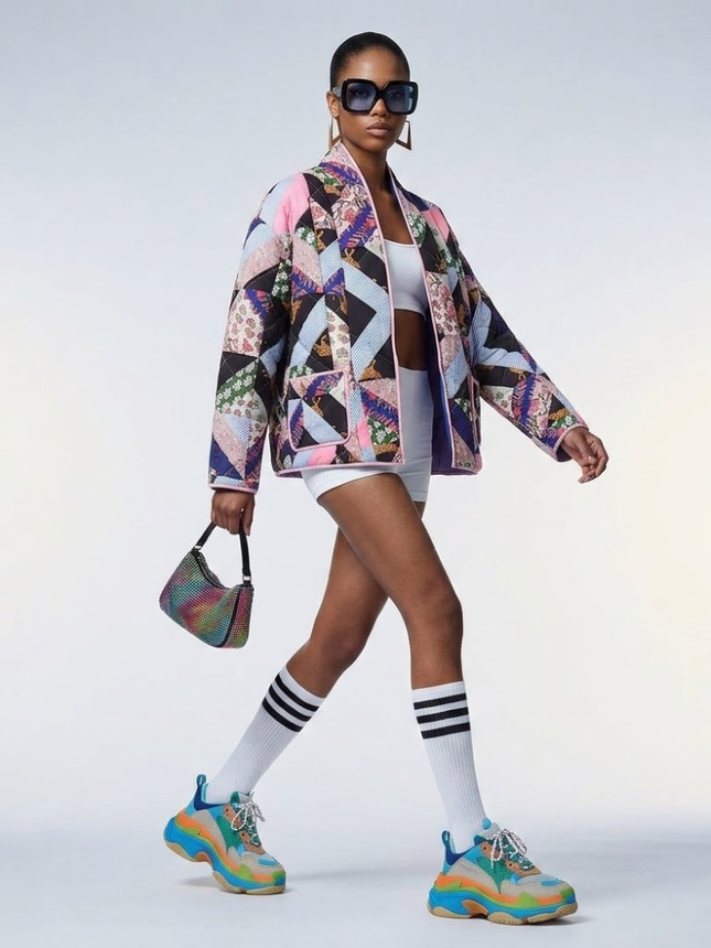 Geometric Patchwork Quilted Jacket