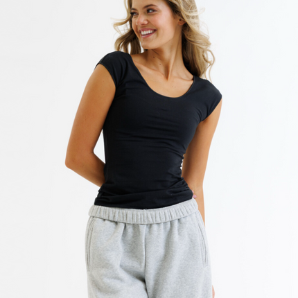 Wonder Cotton Stretch Cap-Sleeve Tee