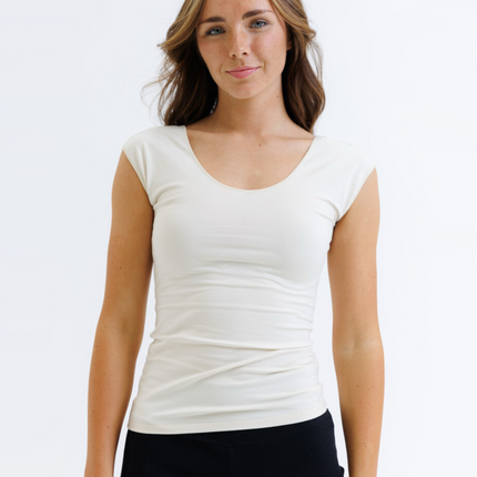 Wonder Cotton Stretch Cap-Sleeve Tee