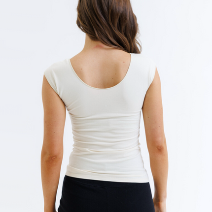 Wonder Cotton Stretch Cap-Sleeve Tee