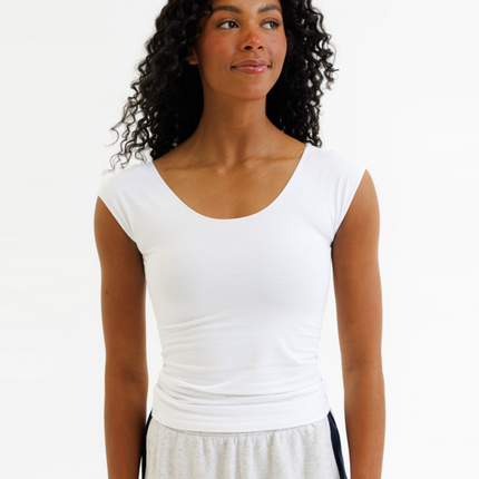 Wonder Cotton Stretch Cap-Sleeve Tee
