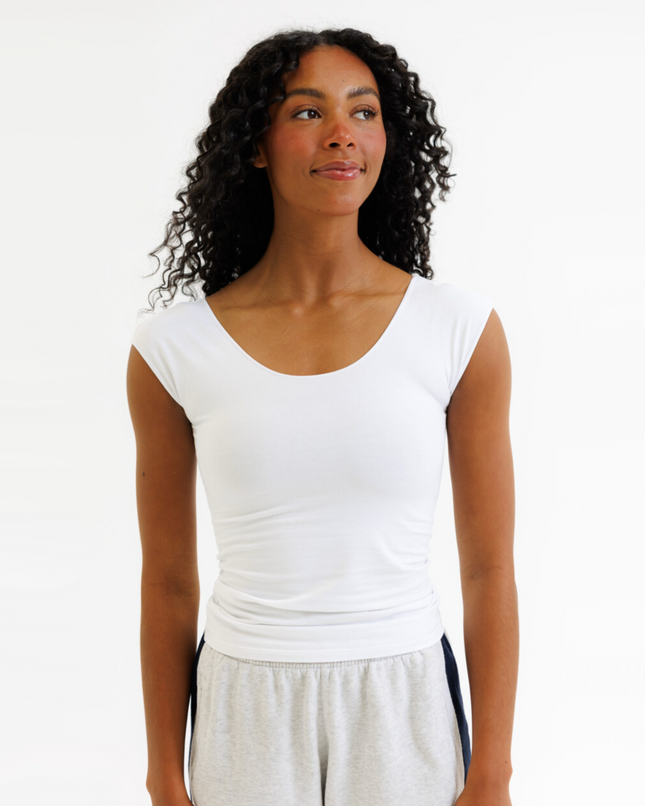 Wonder Cotton Stretch Cap-Sleeve Tee