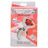 Booty Sparks Red Heart Gem Glass Anal Plug-Medium