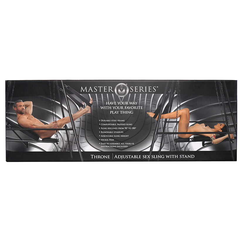 Throne adjustable padded sex sling with steel support stand and stirrups