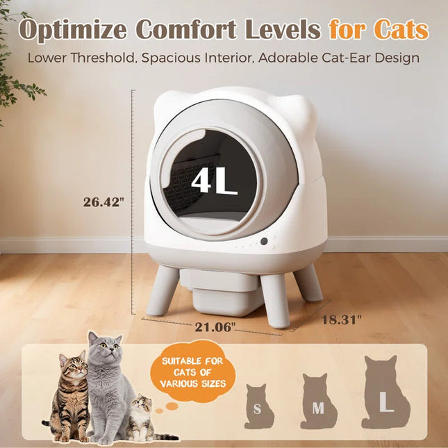 Smart Self-Cleaning Automatic Cat Litter Box with App Control & Health Tracking