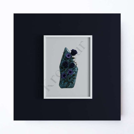 Abyssal Bloom – Ocean Jasper Digital Art Print | Midnight Floral Botanical Download