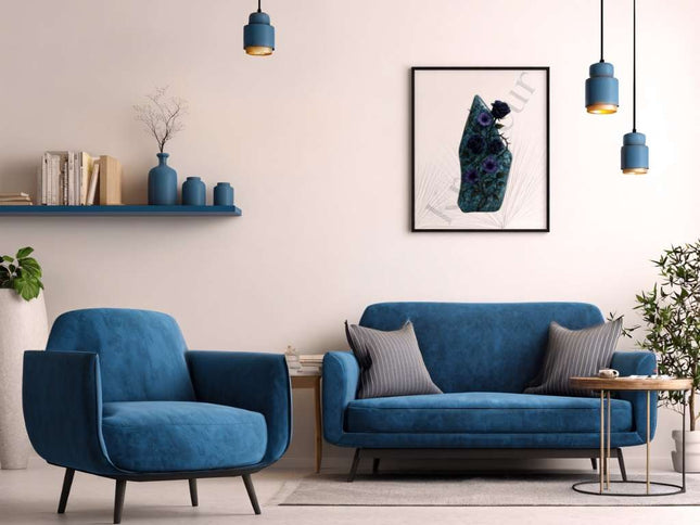 Abyssal Bloom – Ocean Jasper Digital Art Print | Midnight Floral Botanical Download