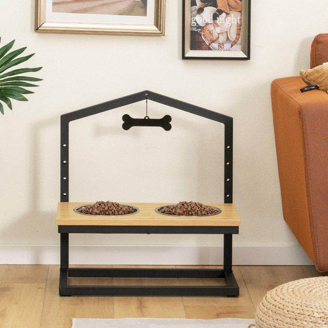 Adjustable Elevated Dog Feeder with 5 Height Settings - Premium Raised Pet Feeding Station with 2 Large Stainless Steel Bowls - Marcapon