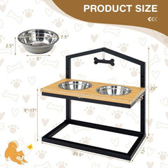 Adjustable Elevated Dog Feeder with 5 Height Settings - Premium Raised Pet Feeding Station with 2 Large Stainless Steel Bowls - Marcapon