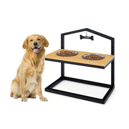 Adjustable Elevated Dog Feeder with 5 Height Settings - Premium Raised Pet Feeding Station with 2 Large Stainless Steel Bowls - Marcapon