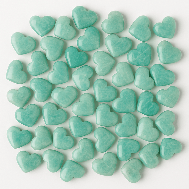 Amazonite Mini Hearts – Calming Blue-Green (Per LB)