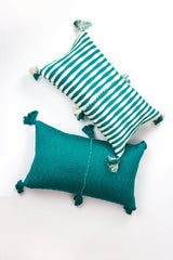 Handwoven Antigua pillow in jade green from Guatemala