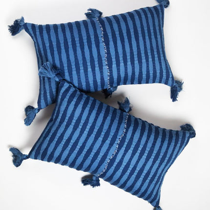 Antigua Pillow - Natural Indigo