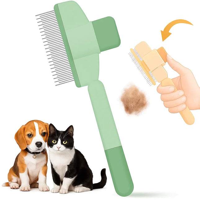 Paw Comb Self-Cleaning Pet Grooming Comb | Fine-Tooth Fur Remover for Cats & Small Dogs