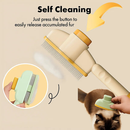 Paw Comb Self-Cleaning Pet Grooming Comb | Fine-Tooth Fur Remover for Cats & Small Dogs