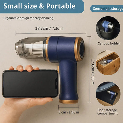Clean Jet 2-in-1 Cordless Vacuum & Air Duster | 50,000 RPM Handheld Cleaner with HEPA Filter