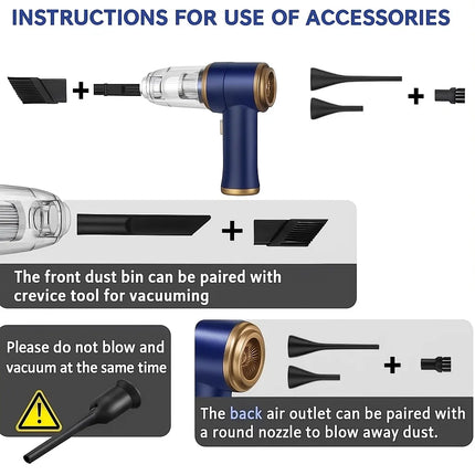 Clean Jet 2-in-1 Cordless Vacuum & Air Duster | 50,000 RPM Handheld Cleaner with HEPA Filter
