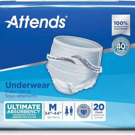 Attends Moderate Absorbent Underwear – White Medium (34–44 in)