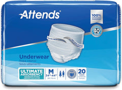 Attends Moderate Absorbent Underwear – White Medium (34–44 in)