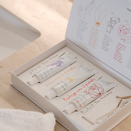 Bambini Organics Paris Baby Care Set – Natural Shampoo, Shower Gel, Lotion & Soap in Storybook Box