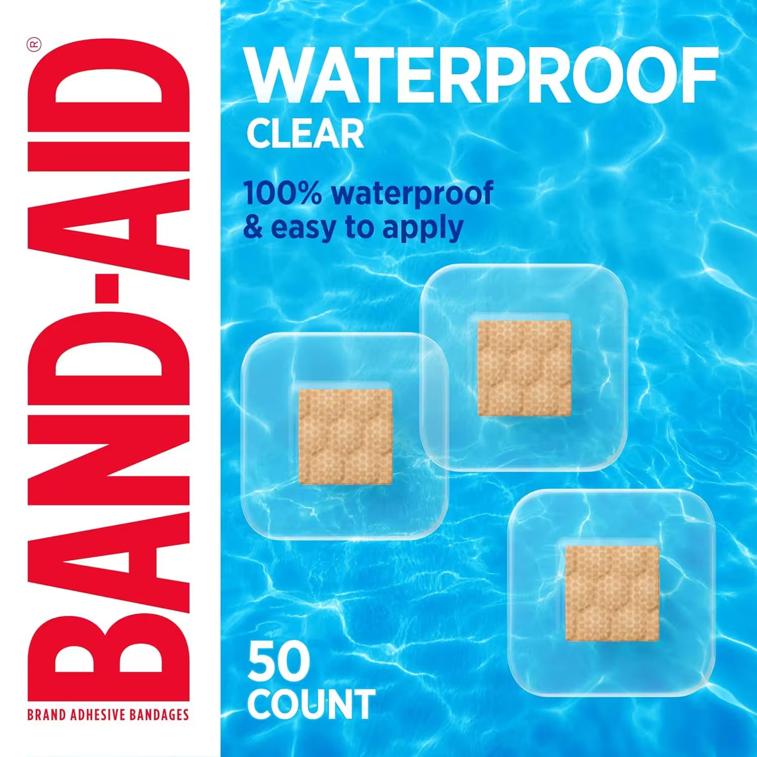 BAND-AID 50-count waterproof clear spot bandages – protective for small wounds