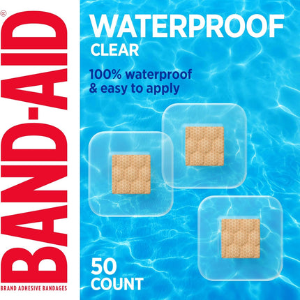 BAND-AID 50-count waterproof clear spot bandages – protective for small wounds