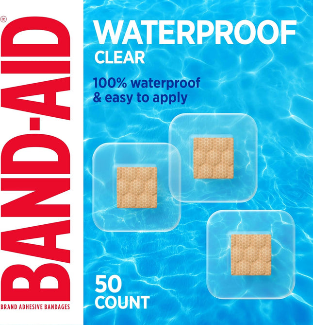BAND-AID 50-count waterproof clear spot bandages – protective for small wounds