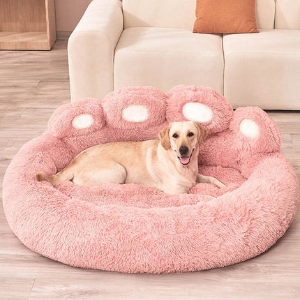 Big Paw Plush Pet Sofa Bed – Washable Dog & Cat Bed with Calming Raised Edges (Small to XL) - Marcapon
