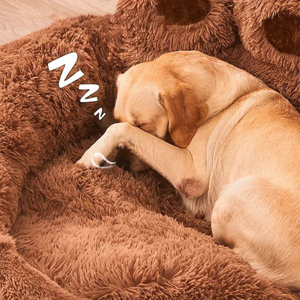 Big Paw Plush Pet Sofa Bed – Washable Dog & Cat Bed with Calming Raised Edges (Small to XL) - Marcapon