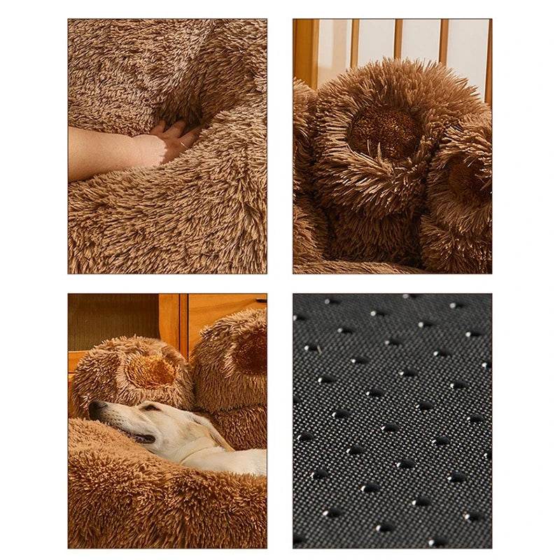 Big Paw Plush Pet Sofa Bed – Washable Dog & Cat Bed with Calming Raised Edges (Small to XL) - Marcapon