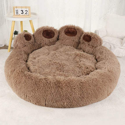 Big Paw Plush Pet Sofa Bed – Washable Dog & Cat Bed with Calming Raised Edges (Small to XL) - Marcapon