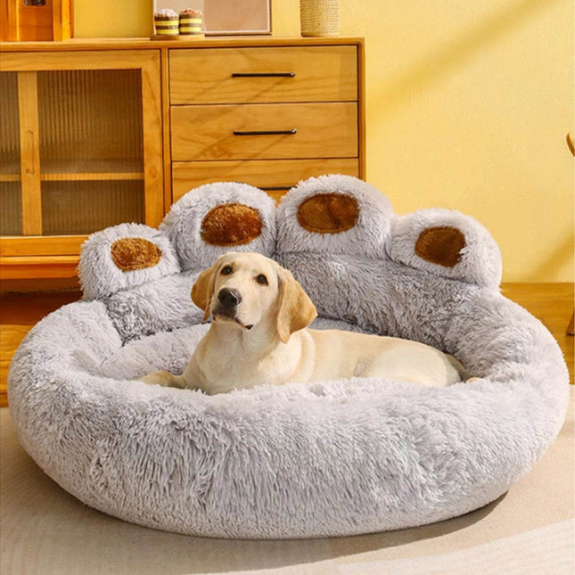 Big Paw Plush Pet Sofa Bed – Washable Dog & Cat Bed with Calming Raised Edges (Small to XL) - Marcapon