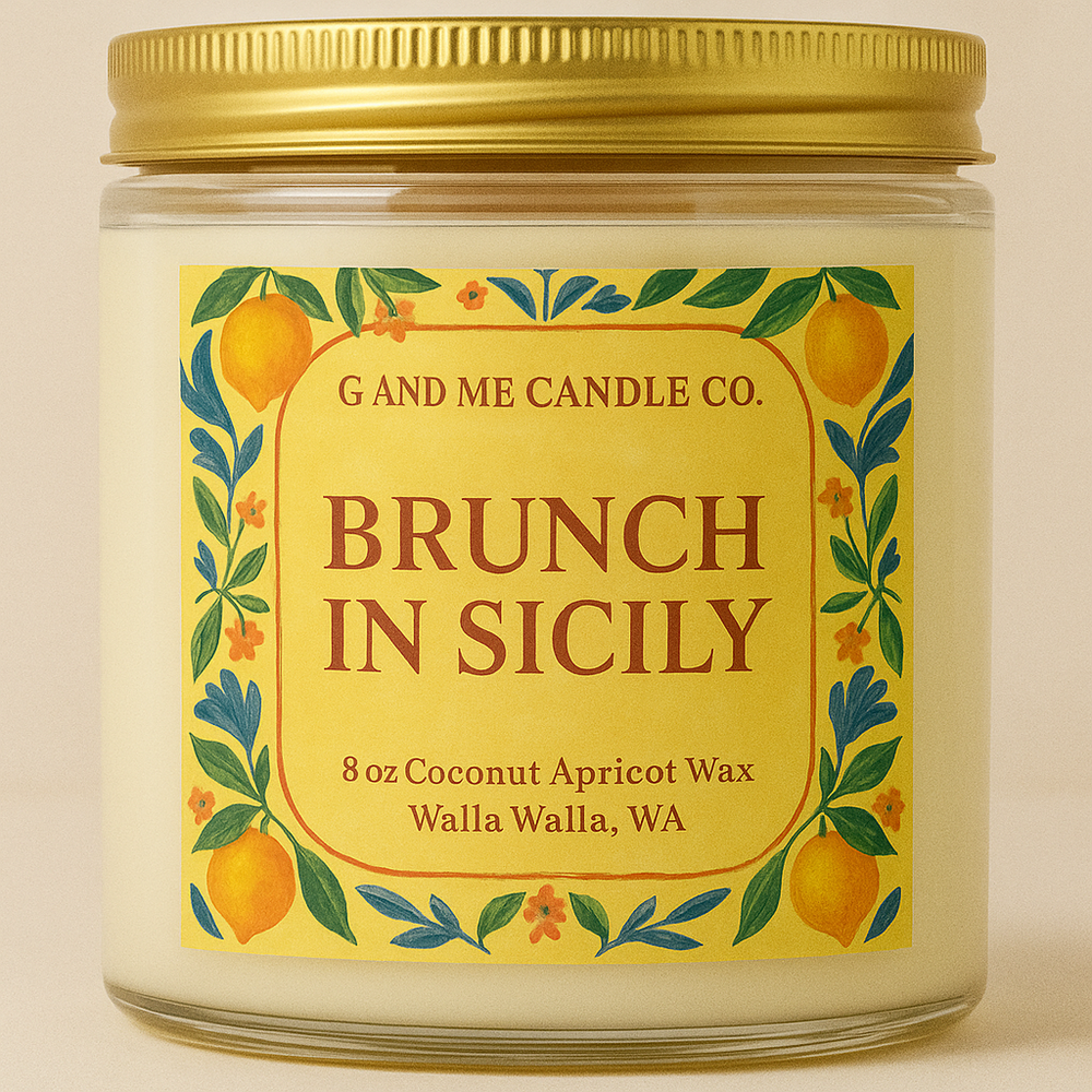 Brunch in Sicily limoncello scented 3 wick candle inspired by Mediterranean mornings