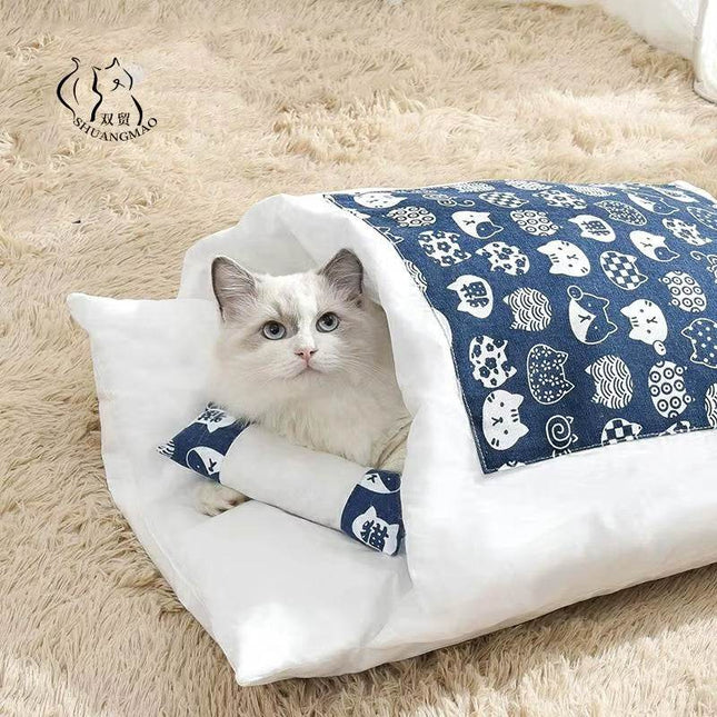 Removable Dog & Cat Bed – Convertible Sleeping Bag & Mat | Winter Warm Pet Sofa Cushion Nest