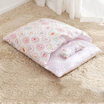 Removable Dog & Cat Bed – Convertible Sleeping Bag & Mat | Winter Warm Pet Sofa Cushion Nest