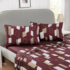 Wine Red-White Sheet / Queen