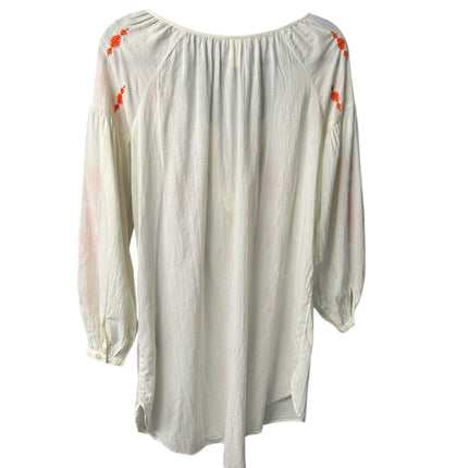 H&M Boho Tunic Dress — Embroidered Geometric Floral Sheer Long Sleeve | Pre-Owned, Size 4