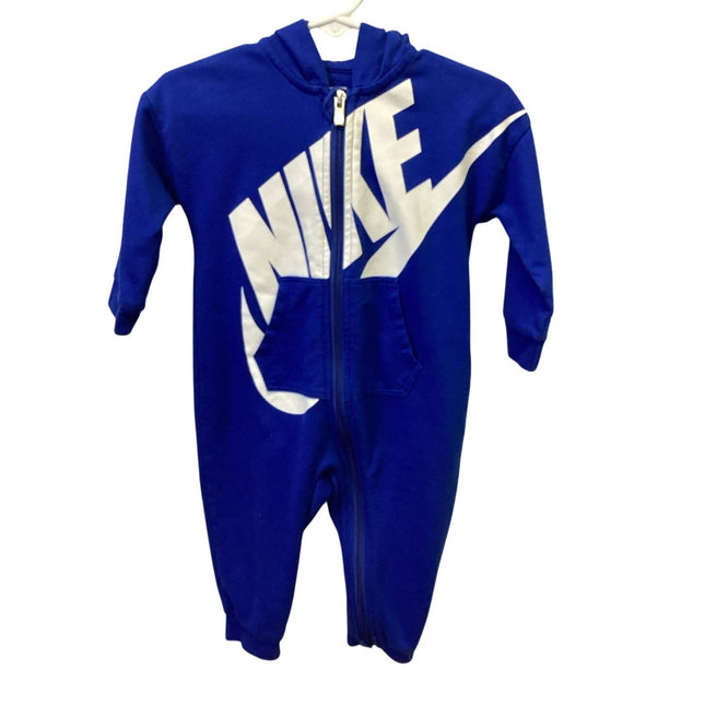 Nike Toddler One-Piece Full Zip Cotton Blend Sleeper Hoodie — Pre-Owned, 12 Months