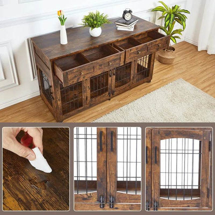 Dog Crate Furniture with Openable Partition - Marcapon