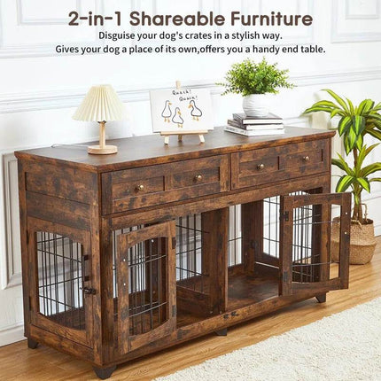Dog Crate Furniture with Openable Partition - Marcapon