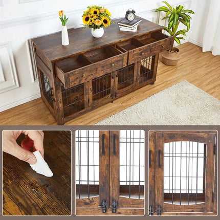 Dog Crate Furniture with Openable Partition - Marcapon
