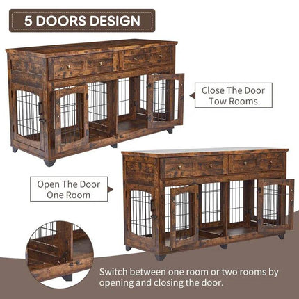 Dog Crate Furniture with Openable Partition - Marcapon